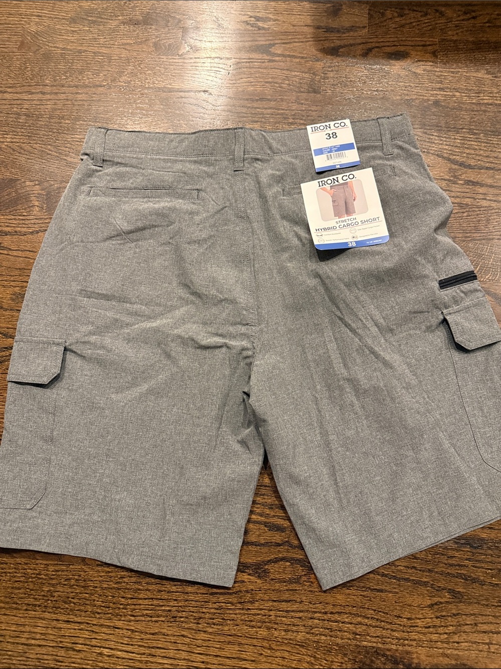 Iron Co. Men's Gray Hybrid Cargo Shorts - Stretch Performance